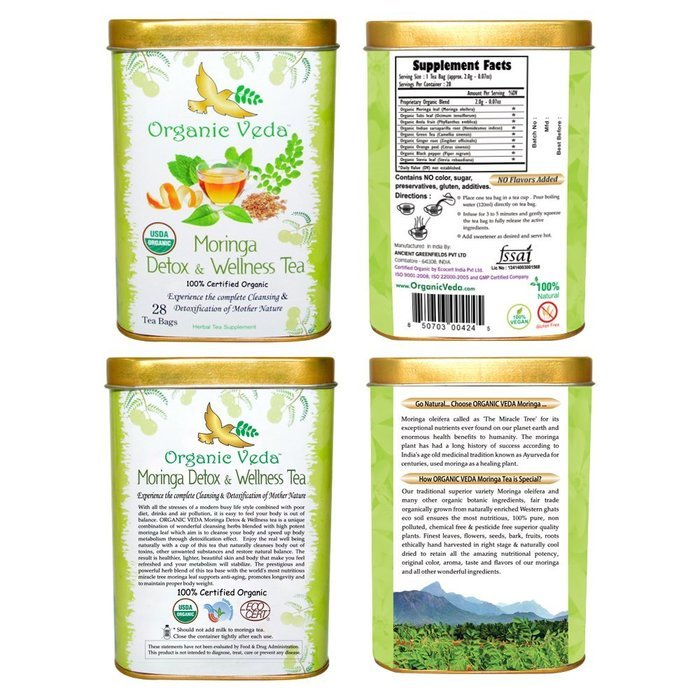 Organic Moringa Weight Loss Tea (28 Potent Tea Bags). Herbal Tea with Weight Loss properties. USDA Certified Organic... N15