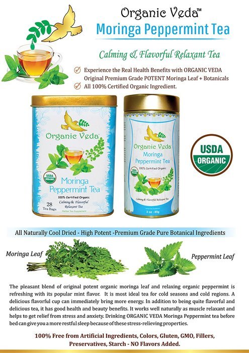 Organic Moringa Weight Loss Tea (28 Potent Tea Bags). Herbal Tea with Weight Loss properties. USDA Certified Organic... N32
