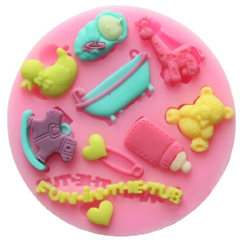 Wholeport Fun in the Tub Heart Fondant and Gum Paste Silicone Resin Candy Molds Baking Molds Cake Decoration