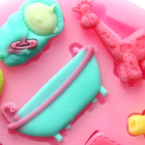 Wholeport Fun in the Tub Heart Fondant and Gum Paste Silicone Resin Candy Molds Baking Molds Cake Decoration N2