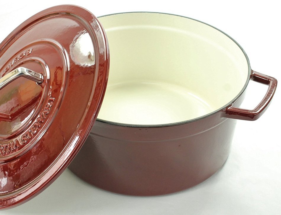 Collector's Enameled Cast Iron Red 8Qt round Casserole N2