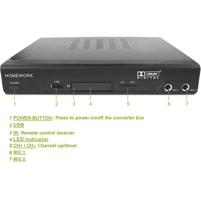 Mediasonic HOMEWORX HW220STB Digital Converter Box with Karaoke, TV Recording, and Media Player Function N4