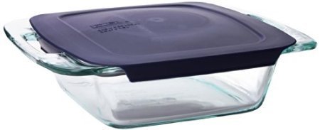 Pyrex Easy Grab 8-inch Square with Blue Plastic Cover