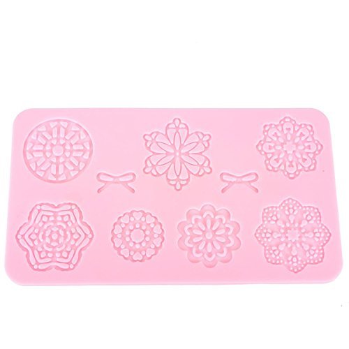 "Striped Bow Flower Fondant Cake Silicone Lace Mold Decorating Molds" shopping N2