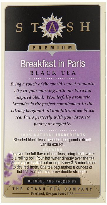 Stash Tea Breakfast in Paris Black Tea, 18 Count Tea Bags in Foil (Pack of 6) N2