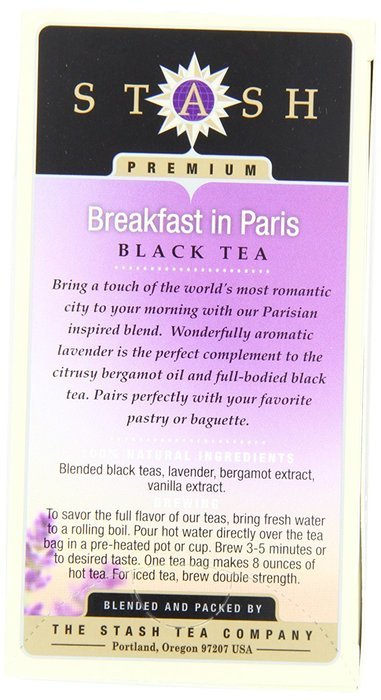 Stash Tea Breakfast in Paris Black Tea, 18 Count Tea Bags in Foil (Pack of 6) N6