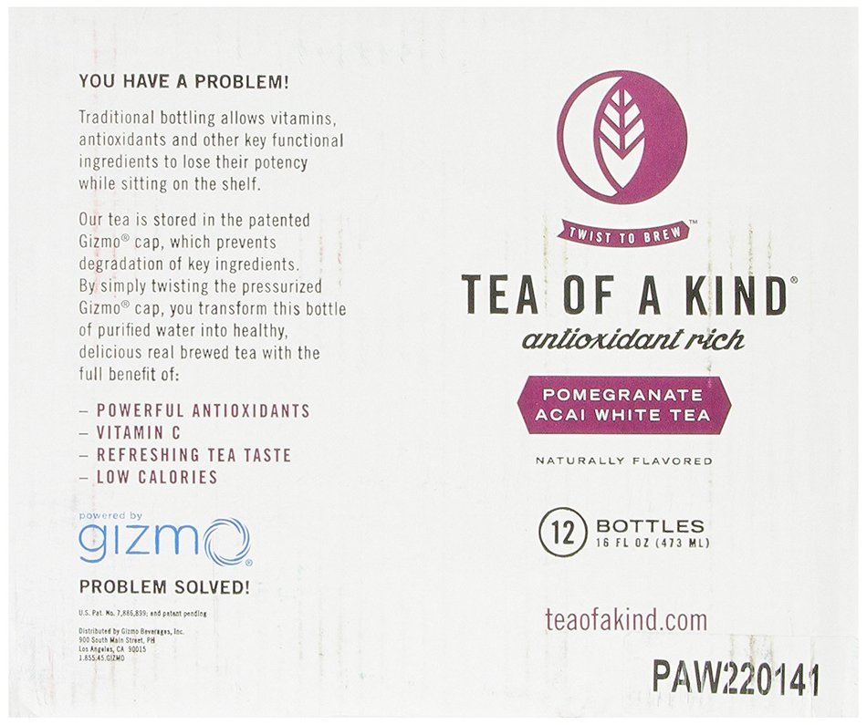Tea of a Kind White Tea, Pomegranate Acai, 16 Ounce (Pack of 12) N3