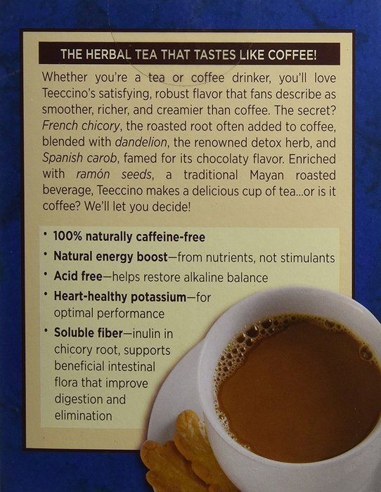 Teeccino Dandelion Dark Roast Herbal Coffee - 10 bags per pack -- 6 packs per case. N3