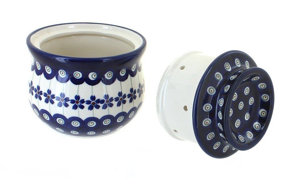 Polish Pottery Flowering Peacock French Butter Dish N2