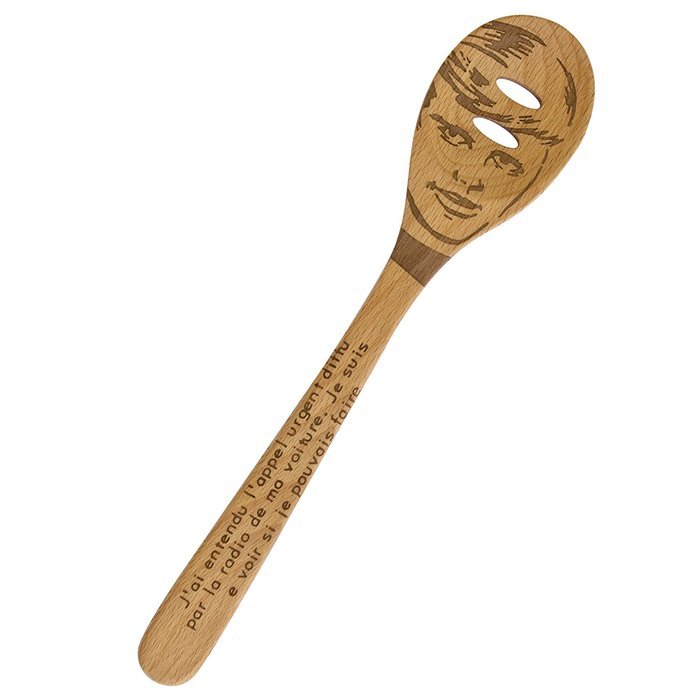 Talisman Designs Beechwood Slotted Spoon, Laser Etched with Honey Bee Art, 12" Long N2