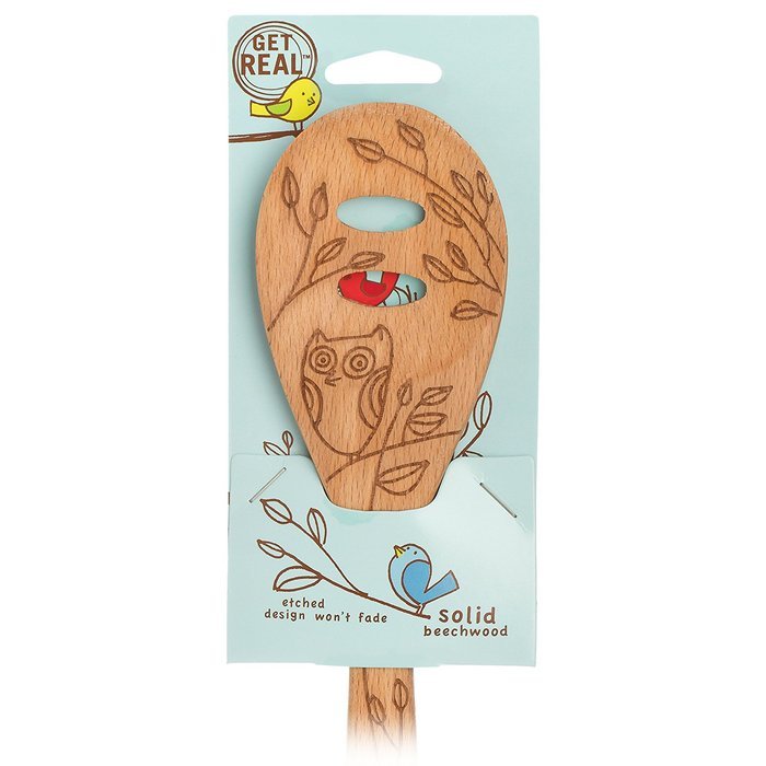 Talisman Designs Beechwood Slotted Spoon, Laser Etched with Honey Bee Art, 12" Long N8