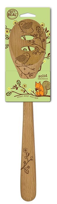 Talisman Designs Beechwood Slotted Spoon, Laser Etched with Honey Bee Art, 12" Long N14