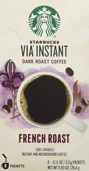 Starbucks Via French Roast Dark Instant Coffee 8 Single-Serve Packets