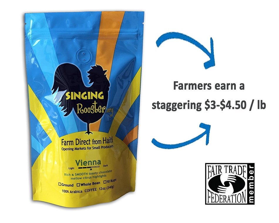 2 Pack Haitian Coffee, Vienna Medium-Dark, 24oz - GROUND N2