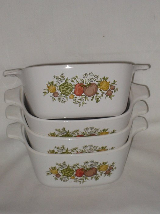 Set of 4 - Vintage Corning Spice O' Life 2 3/4 Cup Casseroles Baking Dishes