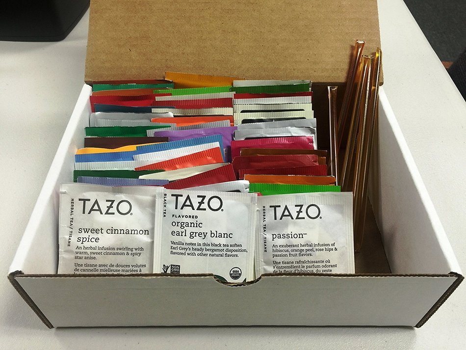 PowerTea Medley Gift Box Tazo Tea Variety 50 Tea Bags with Power for Apple Honey Sticks N2