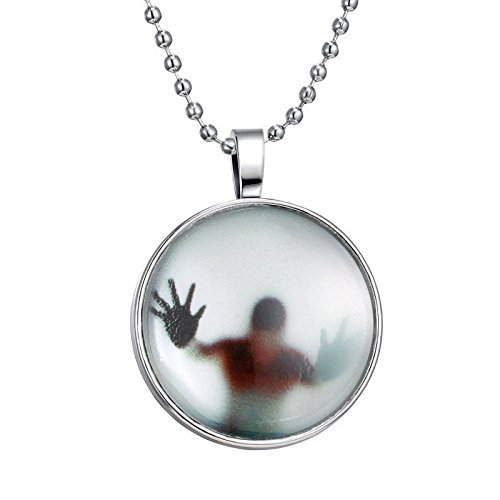 Glow in the Dark, Man Behind Glass Cabochon Pendant Christmas Necklace Gift