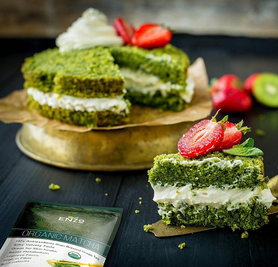 Enzo Organic Matcha Ceremonial Grade Green Tea Powder, Tropical Green - 4 Ounce N5