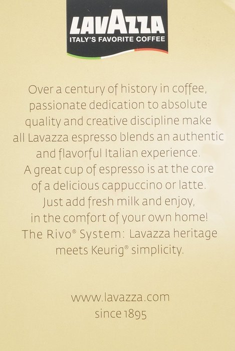 Lavazza Espresso Decaf Keurig Rivo Pack, 18 Count N8