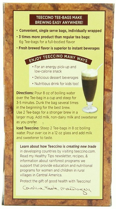 Teeccino Organic Dandelion Dark Roast Chicory Herbal Tea Bags, Gluten Free, Caffeine Free, Acid Free, 25 Count...