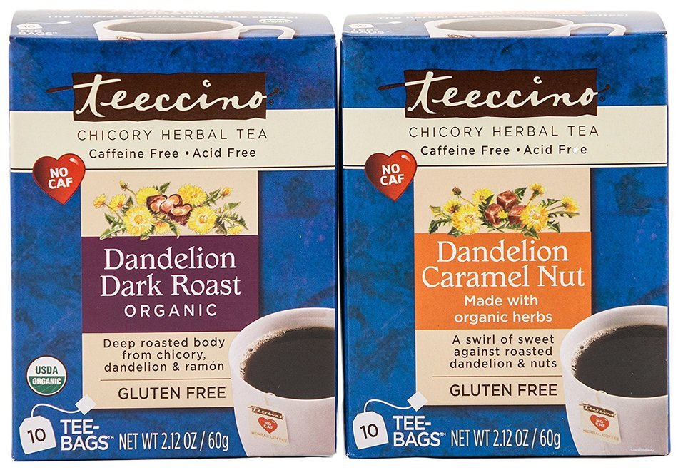 Teeccino Organic Dandelion Dark Roast Chicory Herbal Tea Bags, Gluten Free, Caffeine Free, Acid Free, 25 Count... N2