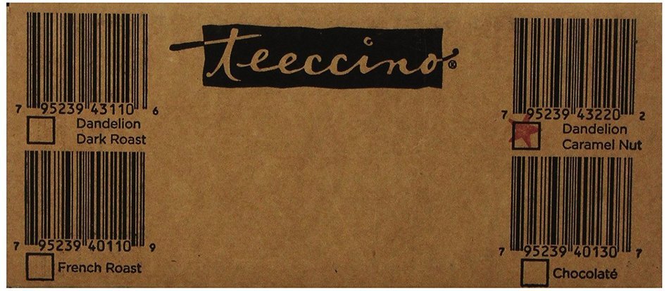 Teeccino Organic Dandelion Dark Roast Chicory Herbal Tea Bags, Gluten Free, Caffeine Free, Acid Free, 25 Count... N3