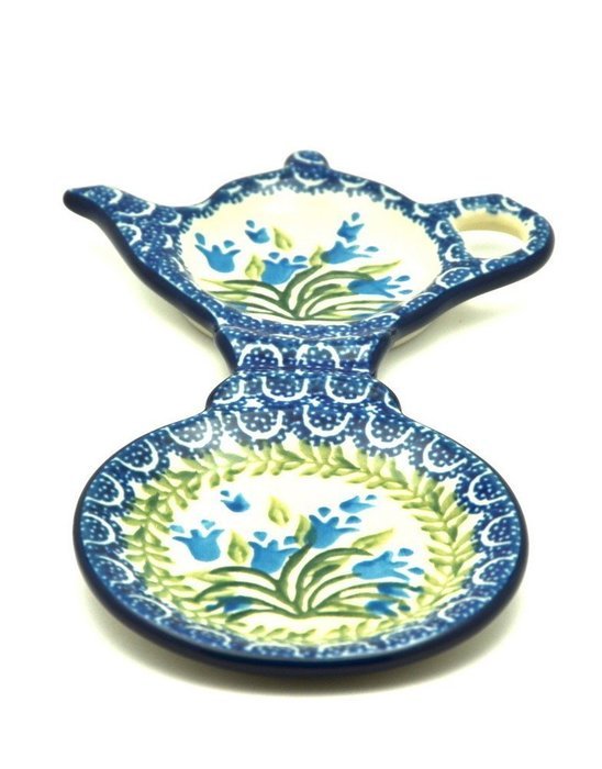 Polish Pottery Tea Bag & Mug Holder - Blue Bells