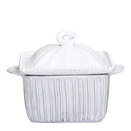 Vietri Incanto White Stripe Square Oven Casserole 7 in