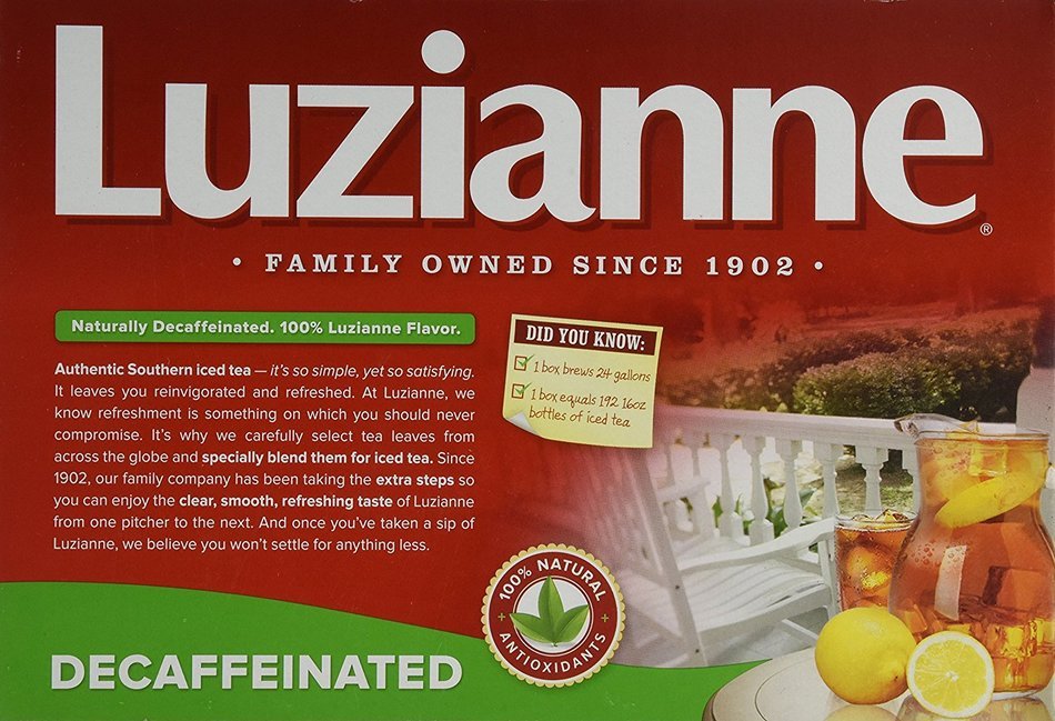 Luzianne Decaffeinated Iced Tea 96 Family Size Bags N2