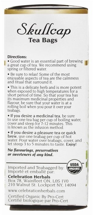 Celebration Herbals - Organic Skullcap Herb Herbal Tea - 24 Tea Bags N4