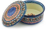 Polmedia Polish Pottery 5-inch Stoneware Jar with Lid H8699G Hand Painted from Ceramika Artystyczna in Boleslawiec... N2
