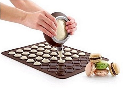 MorningRising 48 Holes Silicone Macaron Kit Baking Mold Set of Pastry Baking Mat and Decorating Piping Pot with... N2