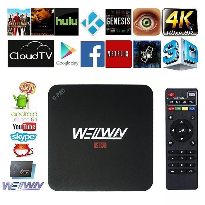WELLWIN Mxq Pro Tv Box Android 5.1 Amlogic S905 Quad Core Kodi(16.0) Fully Loaded Dual Wifi 1080P,4K,64 Bit