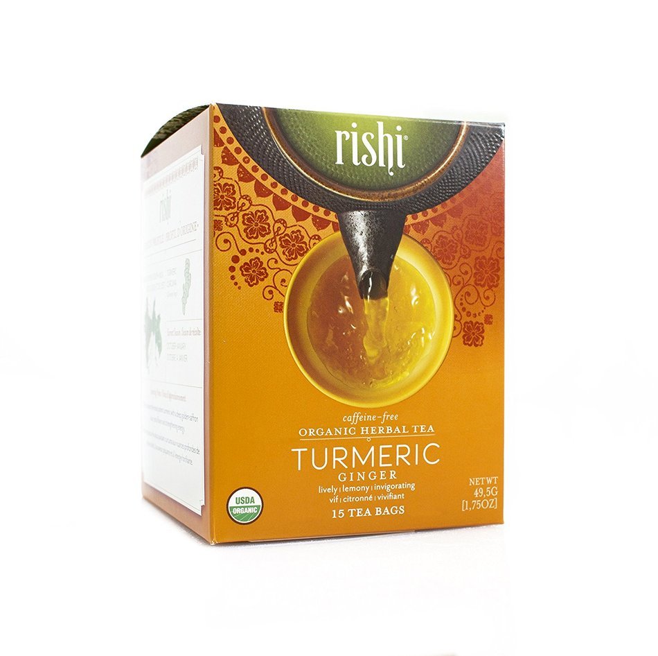 Rishi Tea Organic Turmeric Ginger Tea Bags, 15 Count (Pack of 6)