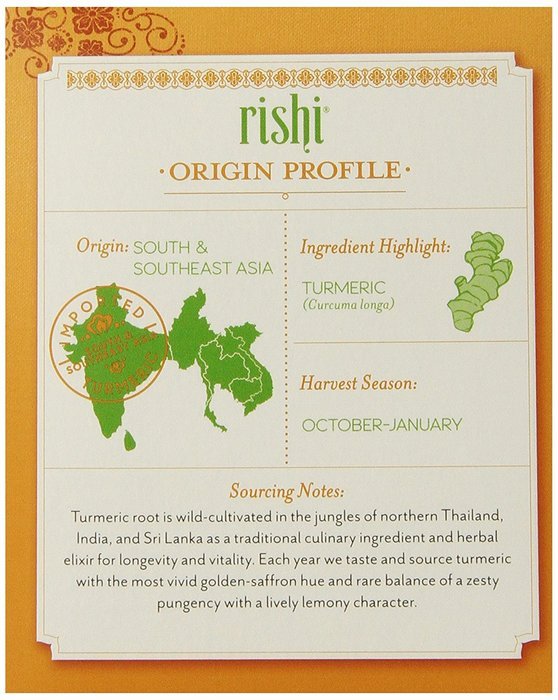 Rishi Tea Organic Turmeric Ginger Tea Bags, 15 Count (Pack of 6) N4