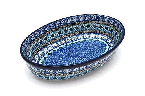 Polish Pottery Baker - Oval - Small - Aztec Sky
