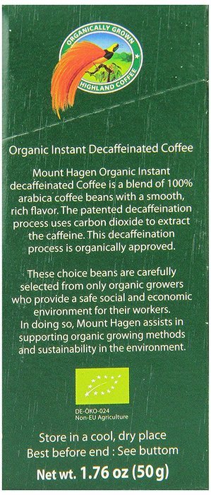 Mount Hagen Organic Instant Decaffeinated Coffee, 25-Count Single Serve Sticks (Pack of 4) N6