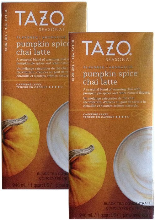Pumpkin Spice Chai Tea Latte Concentrate - 32 Ounce Boxes - Pack Of 2 N2