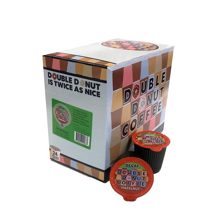 Double Donut Coffee Decaf Hazelnut Flavored Coffee Single Serve Cups For Keurig K Cup Brewer (24 count) N2