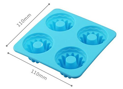 4 Cavity Flowers Silicone Non Stick Cake Bread Mold Chocolate Jelly Candy Baking Mould Blue