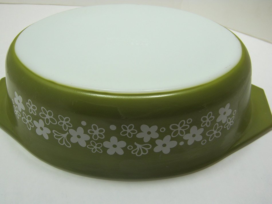 Vintage Pyrex RARE 1978 Spring Blossom Green 2.5 Qt. Cindarella Oval Casserole Dish N4