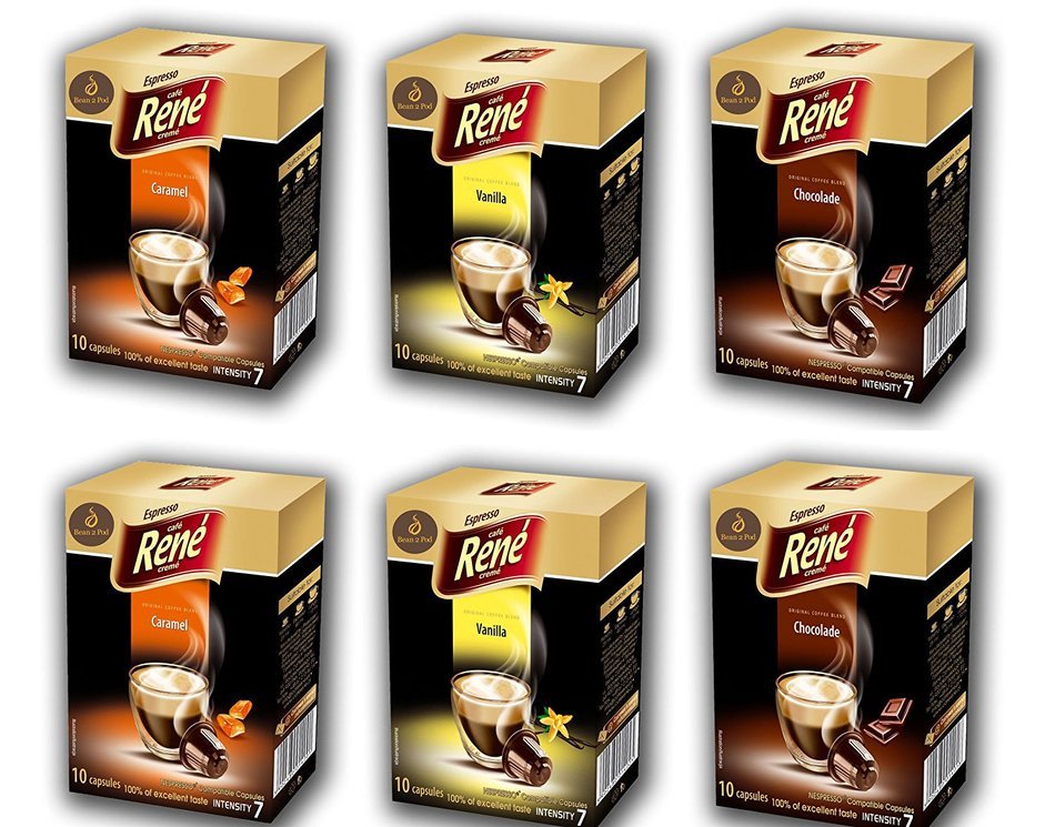 Bean2Pod: Rene Variety Flavour Bundle &ndash; 60 ReneNespresso Compatible Coffee Capsules N3