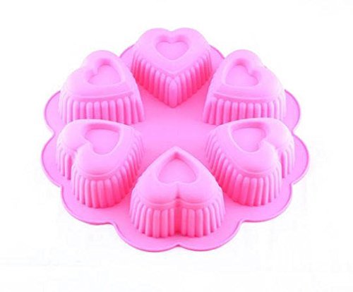 6 Cups Diy Silicone Soap Fondant Moulds Heart Shaped Silicone Cake Mold Muffin Cup Cupcake Cooking Tools