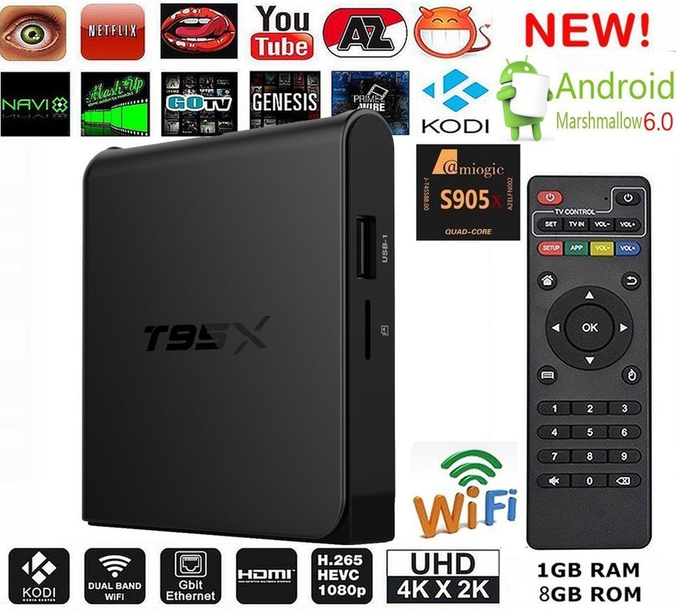 HONGYU&reg; T95X Android 6.0 TV BOX HD KODI 16.1 Fully Loaded XBMC Amlogic S905X Quad Core 64bit 1GB / 8GB Wifi Ethernet...