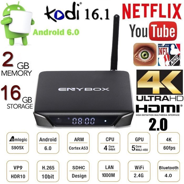 HONGYU&reg; T95X Android 6.0 TV BOX HD KODI 16.1 Fully Loaded XBMC Amlogic S905X Quad Core 64bit 1GB / 8GB Wifi Ethernet... N10