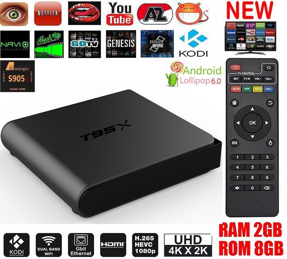 HONGYU&reg; T95X Android 6.0 TV BOX HD KODI 16.1 Fully Loaded XBMC Amlogic S905X Quad Core 64bit 1GB / 8GB Wifi Ethernet... N17