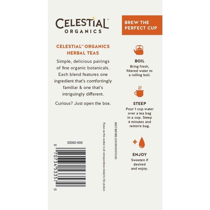 Celestial Organics Herbal Tea, Digestion, 20 Count (Pack of 6) N10