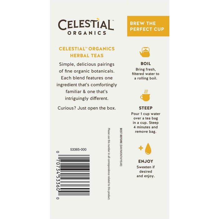 Celestial Organics Herbal Tea, Digestion, 20 Count (Pack of 6) N37