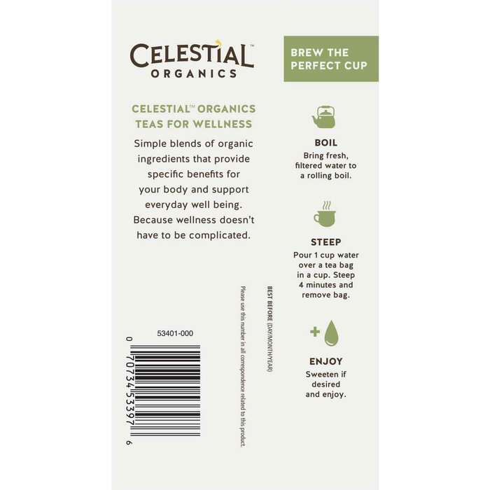 Celestial Organics Herbal Tea, Digestion, 20 Count (Pack of 6) N42