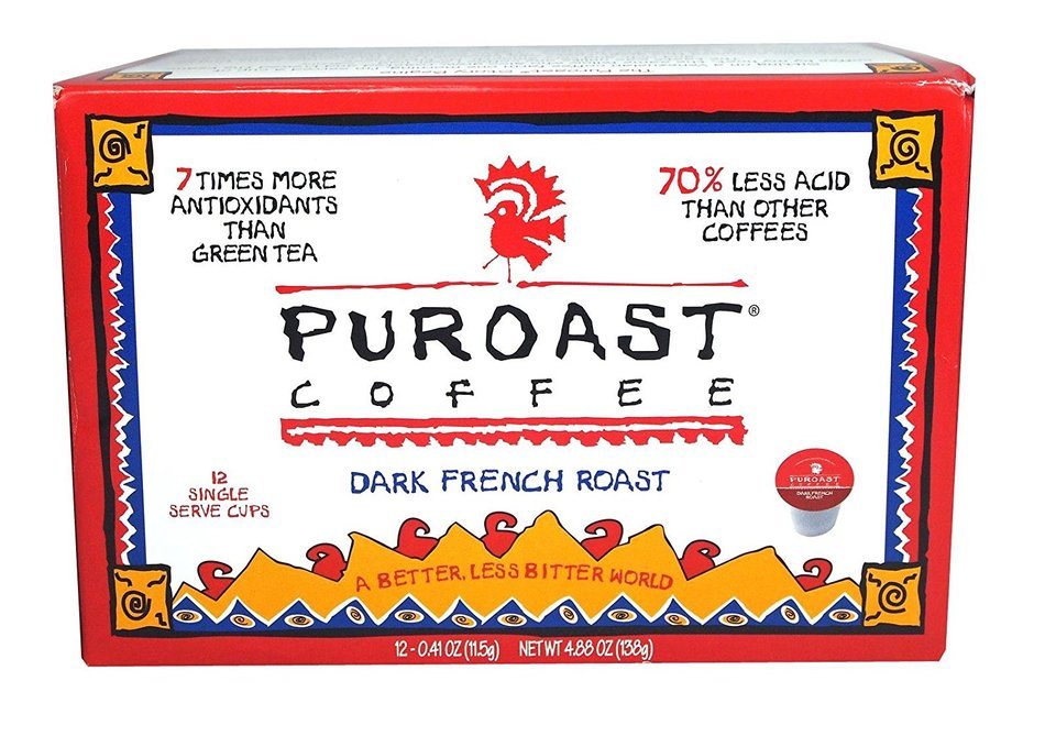 Puroast Low Acid Coffee French Roast Single Serve, 2.0 Keurig Compatible, 4.65 Ounce